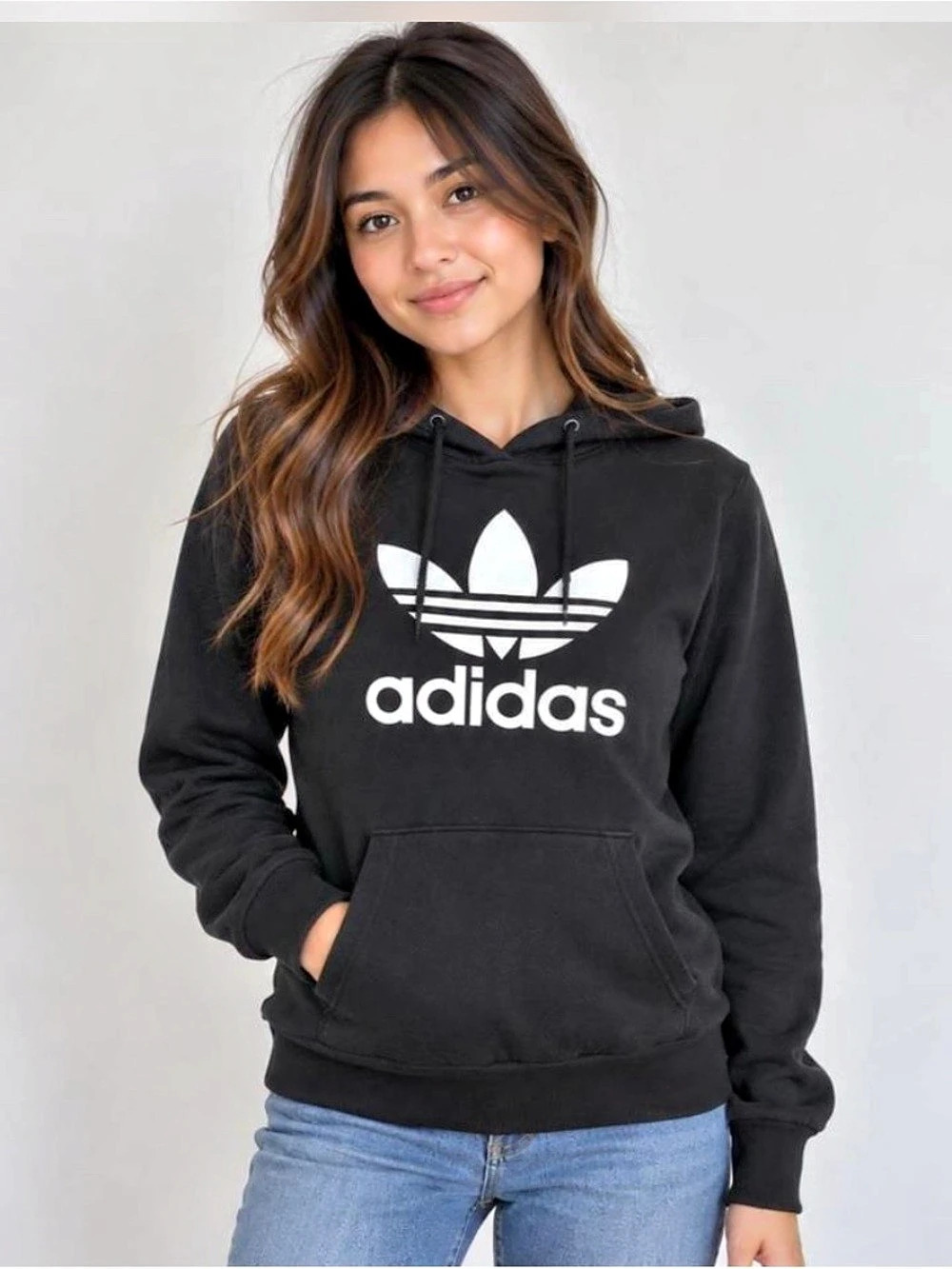 adidas Originals Trefoil Hoodie Black Size Medium